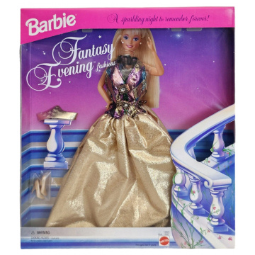 Barbie Fantasy Evening Fashion Gold & Multicolor Gown