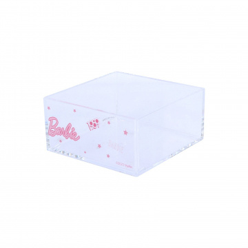 Barbie Desk Organizer in the Shape of a Transparent Plastic Cube 9.7x4.9 Cm