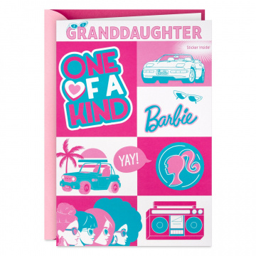 Barbie™ You’re One-of-a-Kind Birthday Card With Sticker for Granddaughter