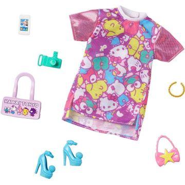 Barbie Storytelling Fashion Pack of Doll Clothes Inspired by Hello Kitty & Friends: Dress with Character Print & 6 Accessories Dolls