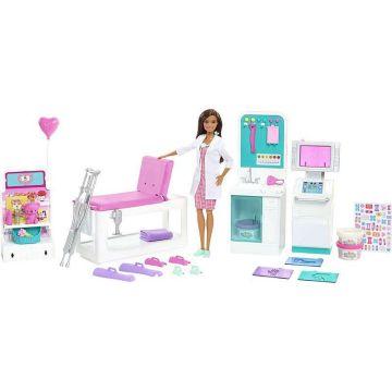 Barbie® Fast Cast Clinic™ Playset with Brunette Barbie® Doctor Doll, 4 Play Areas, 30+ Play Pieces