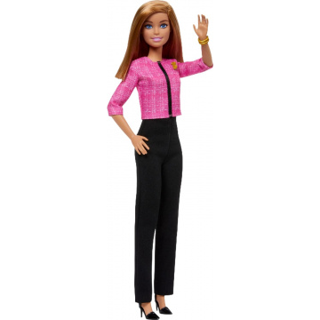 Barbie Future Leader Doll with Blonde Hair Wearing Outfit with 2 Golden Bracelets & “B” Pin