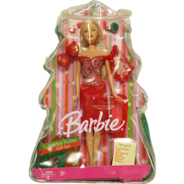 Holiday Wishes Barbie Doll with tree bag