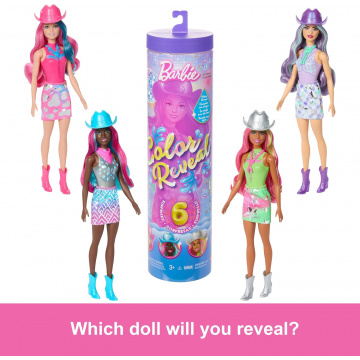 Barbie Color Reveal Fashion Doll & Accessories with 6 Surprises, Disco Star Series with Metallic Shine & Color-Change Bodice