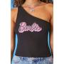 One-Shoulder Barbie Crop Top