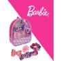 Barbie - Townley Girl Backpack Cosmetic Makeup Gift Bag Set Includes Lip Goss, Hair Accessories and Printed PVC Back-Pack for Kids Toddler Girls