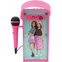 Lexibook Mattel Barbie Portable Bluetooth Speaker with Microphone, Karaoke, Light Effects, Wireless, USB, SD Card, Rechargeable Battery, Pink