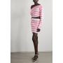 Balmain x Barbie Off-The-Shoulder Cropped Striped Ribbed-Knit Sweater