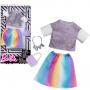 Barbie Fashion with sweater, multicolored skirt and accessories