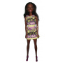 Basic brunette Barbie doll with multicolor dress