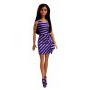 Barbie Doll wearing purple striped dress