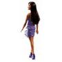 Barbie Doll wearing purple striped dress