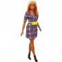 Barbie® Fashionistas™ Doll #161, Curvy with Orange Hair Wearing Pink Plaid Dress, Black Boots & Yellow Fanny Pack