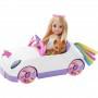 Barbie® Club Chelsea™ Doll (6-inch Blonde) with Open-Top Unicorn Car & Sticker Sheet