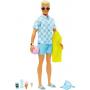 Blonde Ken Doll With Swim Trunks And Beach-themed Accessories