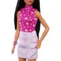 Barbie Fashionistas Doll #215 with Pink Star-Print Top and Iridescent Skirt