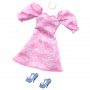 Barbie Doll Clothing, Fashion Pack With Pink Puff Sleeve Dress & Accessories (1 Outfit)