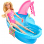 Barbie Doll And Pool Playset, Brunette With Pool, Slide, Towel And Drink Accessories