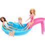 Barbie Doll And Pool Playset, Brunette With Pool, Slide, Towel And Drink Accessories