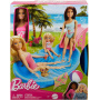 Barbie Doll And Pool Playset, Brunette With Pool, Slide, Towel And Drink Accessories