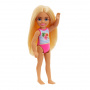 Barbie Chelsea Small Doll With Beach Swimsuit, Stripes & Floral Print, Blonde Hair & Blue Eyes