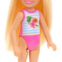 Barbie Chelsea Small Doll With Beach Swimsuit, Stripes & Floral Print, Blonde Hair & Blue Eyes