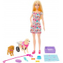 Barbie Doll With A Toy Pup And Dog in A Wheelchair, Plus Pet Accessories