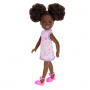 Barbie Chelsea Doll, Small Doll Wearing Removable Purple Floral Dress With Space Buns & Brown Eyes