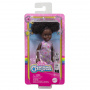 Barbie Chelsea Doll, Small Doll Wearing Removable Purple Floral Dress With Space Buns & Brown Eyes