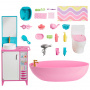 Barbie Toy Bathtime Playset With 19 Dollhouse Accessories Including Bathtub, Toilet, & Vanity