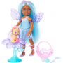 Barbie Chelsea Doll & Accessories Set, Small Fairy Doll with Blue Hair & Wings, Pet & 8 Themed Pieces, Including Flower Pet Bed