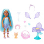 Barbie Chelsea Doll & Accessories Set, Small Fairy Doll with Blue Hair & Wings, Pet & 8 Themed Pieces, Including Flower Pet Bed