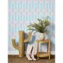 'Roman Holiday Woven' Wallpaper By Barbie™ - Baby Blue / Pink