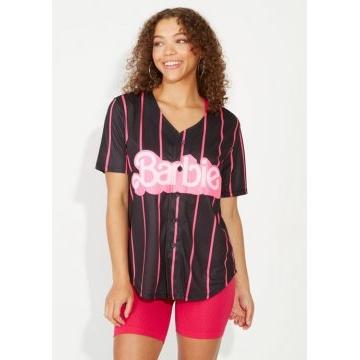 Pinstriped Barbie Graphic Baseball Jersey