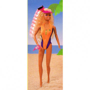 Barbie Banho de Sol (Estrela) orange and black swimsuit