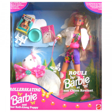 Rollerskating and Roll-Along Puppy Barbie Doll