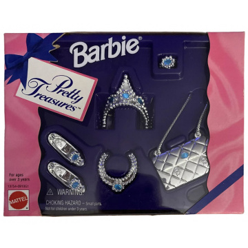 Barbie Pretty Treasures Silver Crown, shoes and accessories
