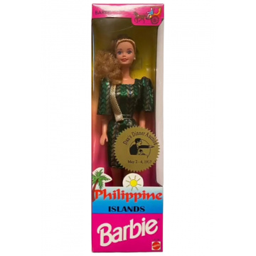 Philippine Islands Barbie I (green and gold chevron dress) blonde