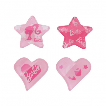 Set Mini Pink Synthetic Barbie Hair Clips 3.3x3 Cm 4 Pieces
