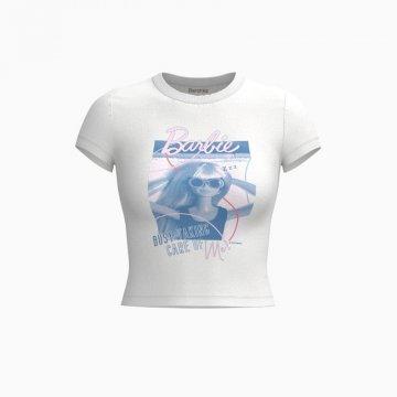 Barbie print short sleeve fitted T-shirt
