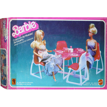 Barbie Colección de Muebles de Ensueño Mesa y Sillas de Comedor (Rotoplast)