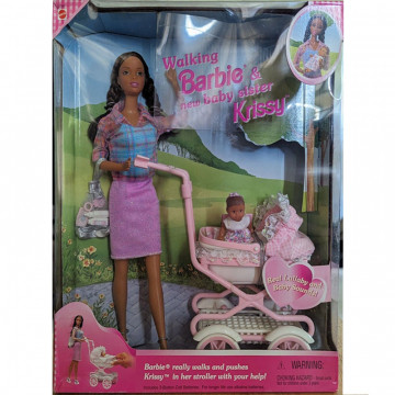 Walking Barbie & new baby sister Krissy