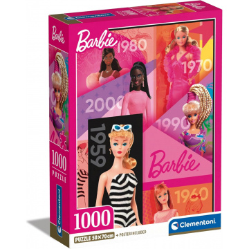 Clementoni 39806 Jigsaw Puzzle 1000 Pieces Barbie 65YRS Compact Box