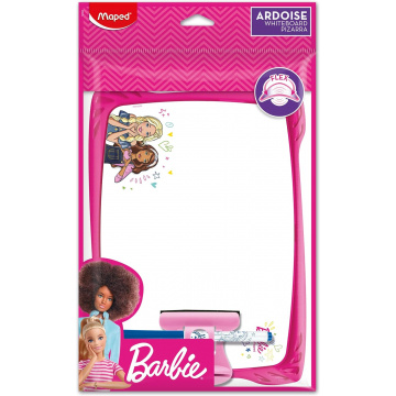 Maped - Barbie White Slate Kit - Flexible Unbreakable - 1 Erasable Slate + 1 Accessory Holder + 1 Brush + 1 Felt-Tip Pen - Double-Sided