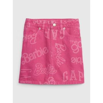 Kids' Gap × Barbie™ Logo Washwell High-Waisted Denim Skirt