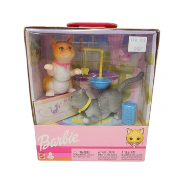  Barbie Doll Bobblehead Bobbing Head Nodder 2 Cats Playset