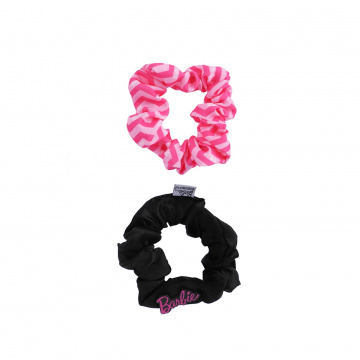 Barbie Hair Scrunchies Set 100% Polyester Black, Pink 8 Cm 2 Pieces
