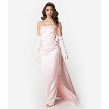 Preorder - Barbie™ x Unique Vintage Pink Satin Strapless Enchanted Evening Gown
