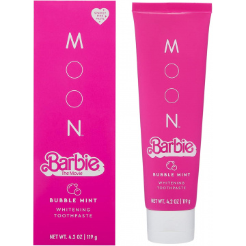 Barbie™ The Movie x MOON Bubble Mint Whitening Stain Removal Toothpaste, Fluoride-Free, Bubble Gum Pink, for Kids and Adults