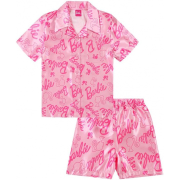 Barbie Women's Girls' Satin Short Pajama Set, Silk Satin Two-Piece Pajamas